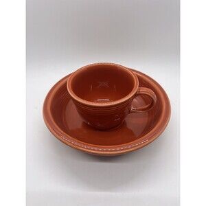 Fiesta Ware Burnt Orange Cup and Saucer Set Homer Laughlin  FIESTAWARE